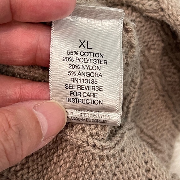 Leo & Nicole Knit Open Cardigan Women's XL Tan Long Line Angora Blend Pockets - Picture 8 of 9